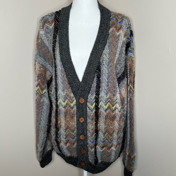 Leroy Knitwear Other - LeRoy Knitwear Vintage 80s Multi Color Wool Blend Button Down Sweater